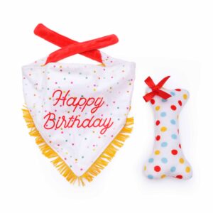 Halstuch und Knochen zum Geburtstag, Plüsch-Hundespielzeug, 2er-Pack