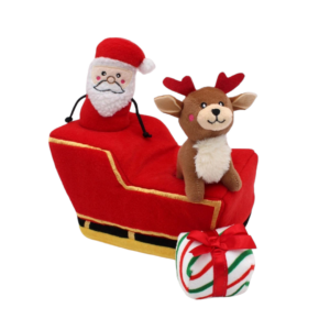 Zippy Paws Weihnachtsmannschlitten — Hundespielzeug aus Plüsch